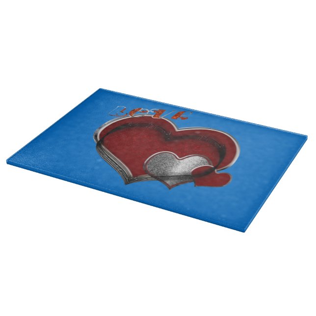 Heart Magic Blue Glass Cutting Board 38.1x27.9cm (Corner)