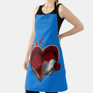 Heart Magic Blue Large Apron