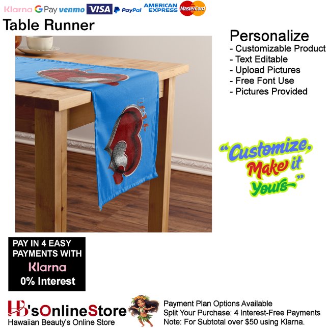 Heart Magic Blue Table Runner Household Linen (Heart Magic Blue Table Runner Household Linen.)