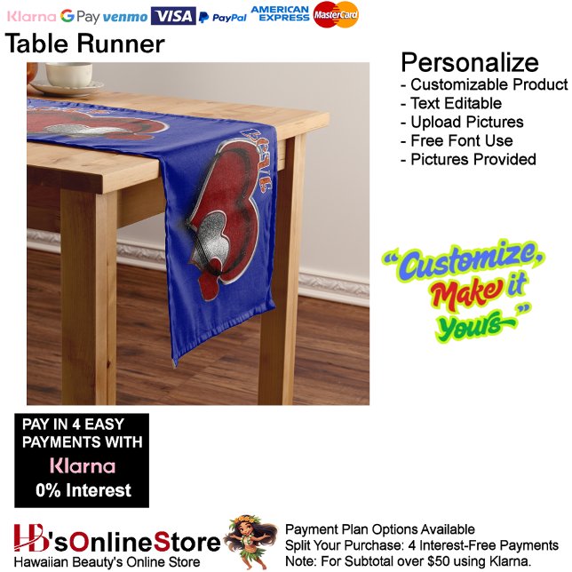 Heart Magic Blue Table Runner Household Linen (Heart Magic Blue Table Runner Household Linen.)