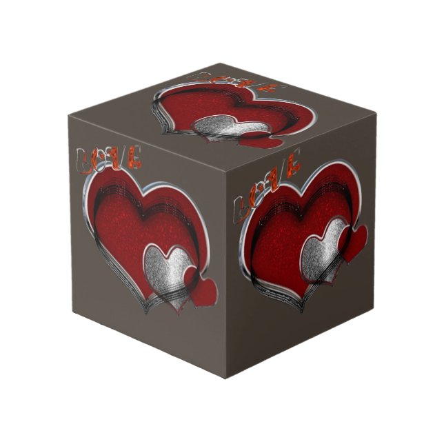 Heart Magic Brown Photo Cube  (Front Angled)