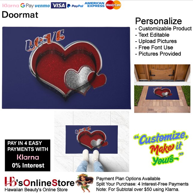 Heart Magic Door Mat with Navy Blue Background (Heart Magic Door Mat with Navy Blue Background.)