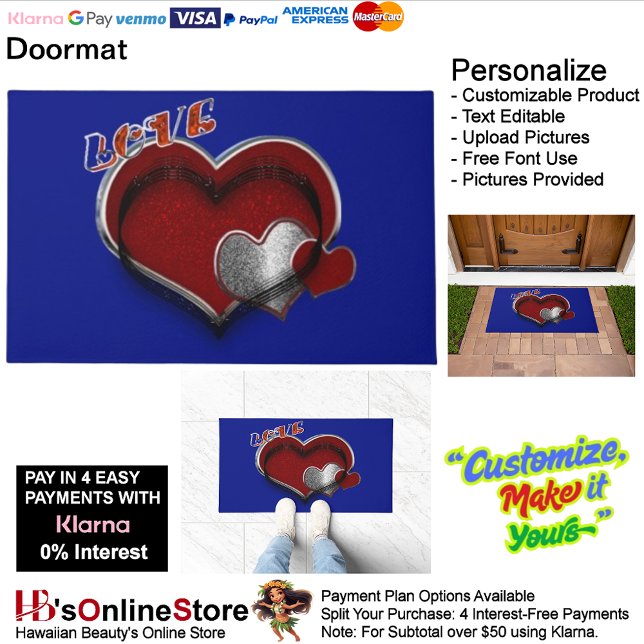 Heart Magic Door Mat with Royal Blue Background (Heart Magic Door Mat with Royal Blue Background.)