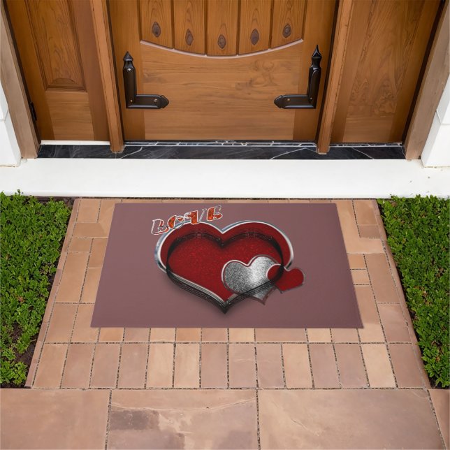 Heart Magic Door Mat with Rust Background (Outdoor)