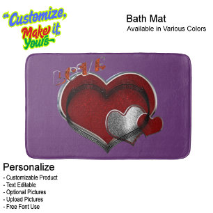 Heart Magic Love Bath Mat with a Purple Background