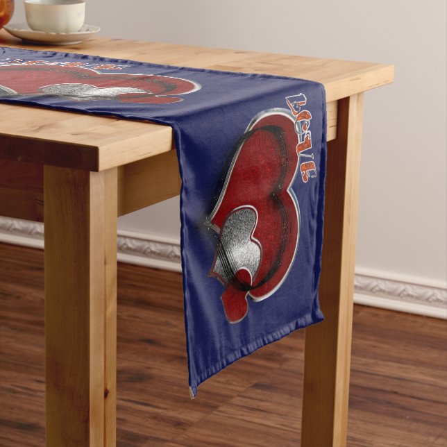 Heart Magic Navy Blue Table Runner Household Linen (In Situ)