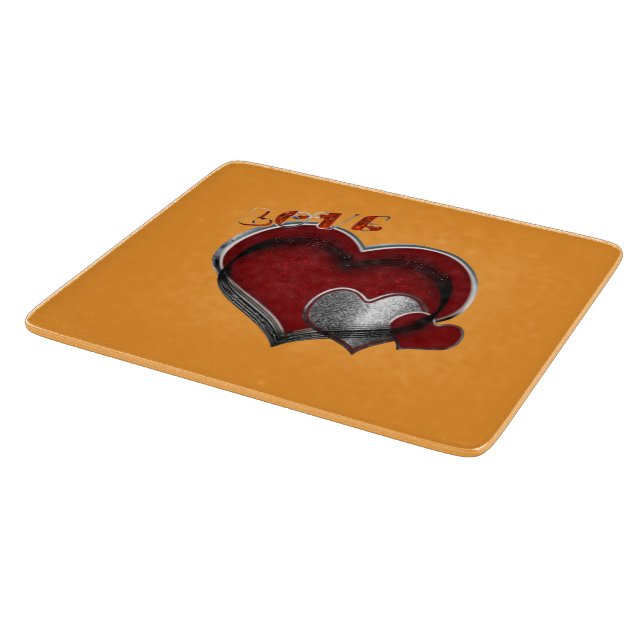 Heart Magic Orange Glass Cutting Board 15.2x17.8cm (Corner)