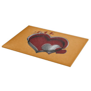 Heart Magic Orange Glass Cutting Board 38.1x27.9cm