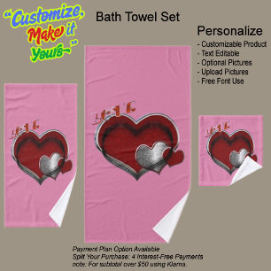 Heart Magic Pink Bathroom Towel Set