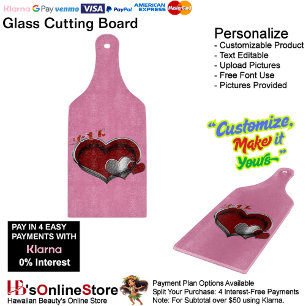 Heart Magic Pink Glass Cutting Board Paddle