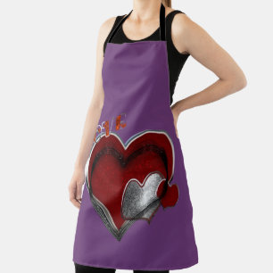 Heart Magic Purple Large Apron