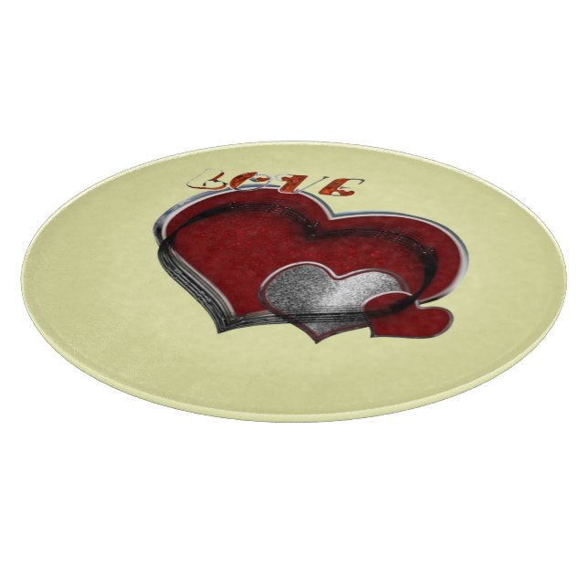 Heart Magic Round Yellow Glass Cutting Board  (Corner)
