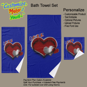 Heart Magic Royal Blue Bathroom Towel Set 