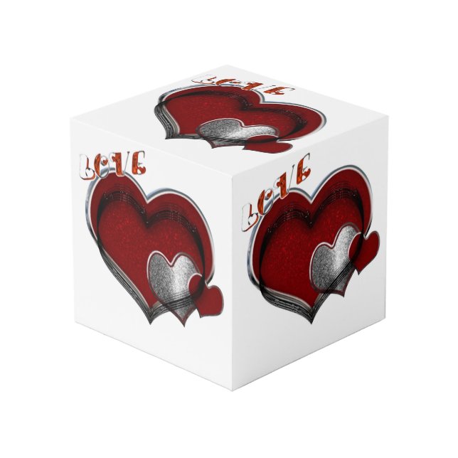 Heart Magic White Photo Cube  (Front Angled)