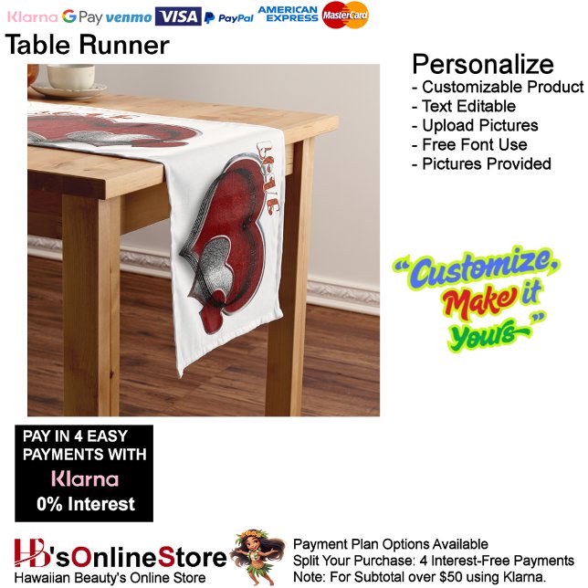 Heart Magic White Table Runner Household Linen (Heart Magic Table Runner Household Linen with White Background.)