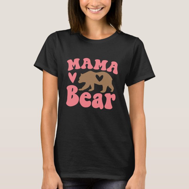 Heart Mama Bear Retro Cute Funny Mom Gift T-Shirt (Front)