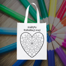 Heart Mandala Custom Text Colouring Bag