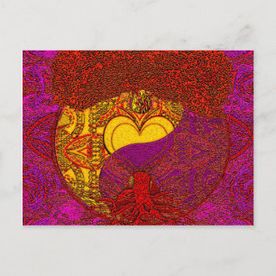 Heart Mandala in Red Postcard