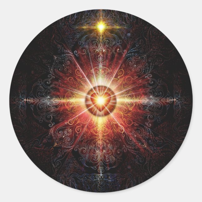 Heart Mandala Red 2013 Classic Round Sticker (Front)