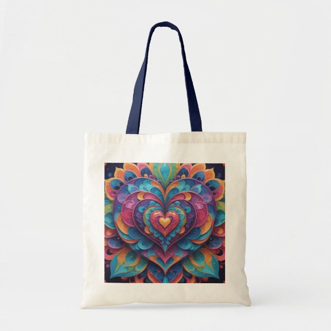 Heart Mandala Tote Bag (Front)