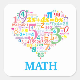 Heart Math Square Sticker