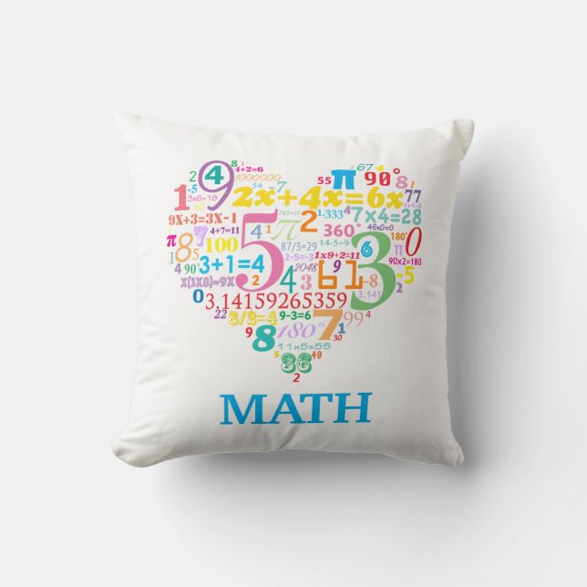 Heart Math Throw Pillow (Front)