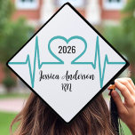 Heart Medical School Nursing Graduation Cap Topper<br><div class="desc">2025 Heart Beat Medical School Nursing Graduation Graduation Cap Topper. Turquoise heart beat EKG heart beat print, for a nursing school or medical school graduation! Not only can you change the font colours (and text of course), but you can also change the background colours which will change the heartbeat line...</div>