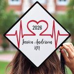 Heart Medical School Nursing Graduation Cap Topper<br><div class="desc">2025 Heart Beat Medical School Nursing Graduation Cap Topper. This heartbeat-themed EKG print is perfect for a nursing school or medical school graduation! The heartbeat line is red, but you can change it to any colour you'd like. Not only can you change the font colours and text, but you can...</div>