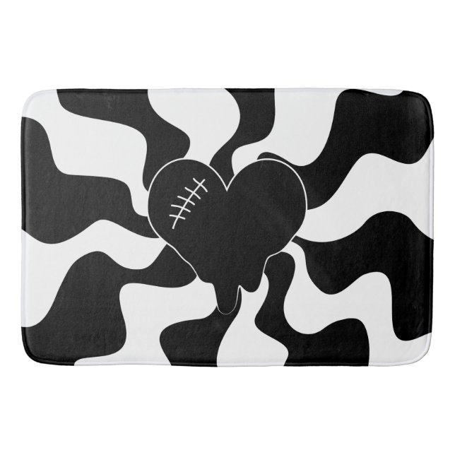 Heart Melt in Black and White Bath Mat (Front)