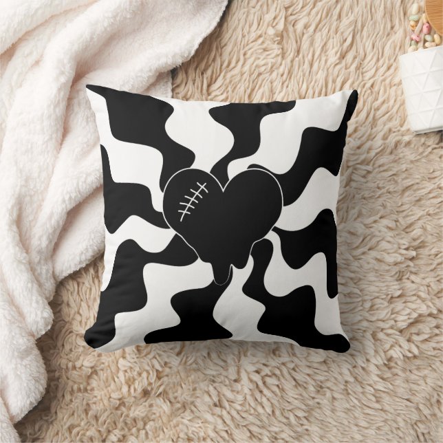 Heart Melt in Black and White Throw Pillow (Blanket)