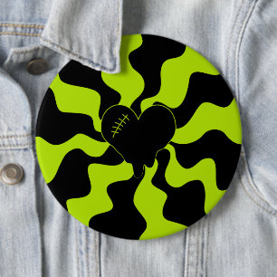 Heart Melt - Lime Green 6 Inch Round Button