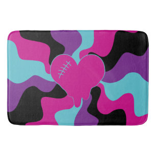 Heart Melt - Pink, Purple, Blue and Black  Bath Mat