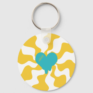 Heart Melt - Turquoise and Yellow Keychain