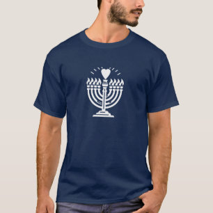 Heart Menorah Happy Hanukkah family mom dad kids T-Shirt
