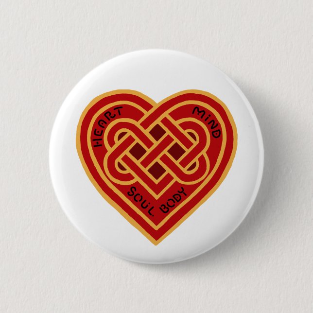 Heart Mind Soul Body Celtic Knot 2 Inch Round Button (Front)