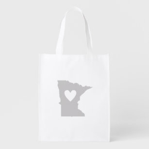 Heart Minnesota Silhouette Reusable Grocery Bag