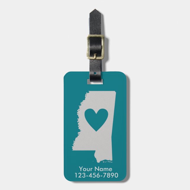 Heart Mississippi State Custom Luggage Tag (Front Vertical)