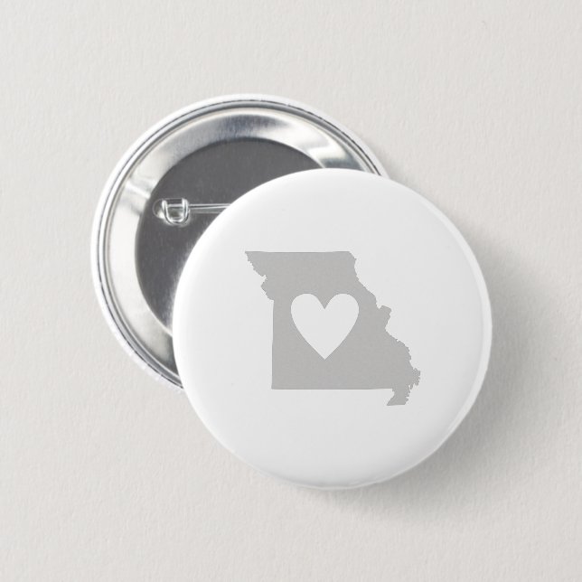 Heart Missouri Shaped Missourian Love Adore Grey 2 Inch Round Button (Front & Back)