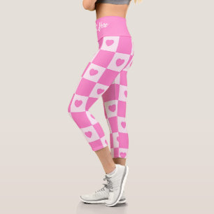 Heart Modern Pink Love Collection Capri Leggings