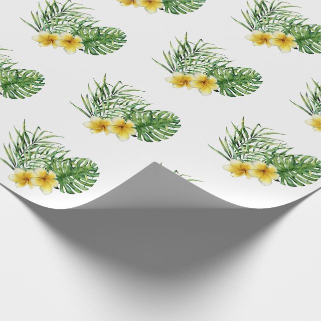 Heart Modern Yellow Floral Tropical Wrapping Paper (Corner)