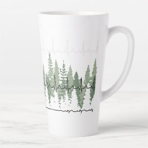 Heart Monitor Reading Matches Treeline Peaceful  Latte Mug