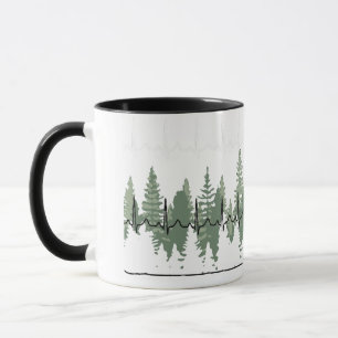 Heart Monitor Reading Matches Treeline Peaceful  Mug