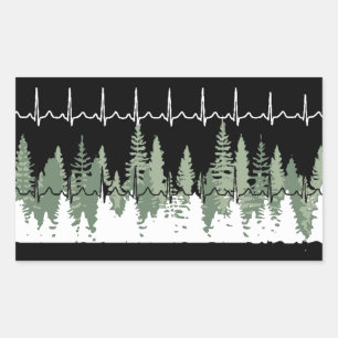 Heart Monitor Reading Matches Treeline Peaceful  Sticker