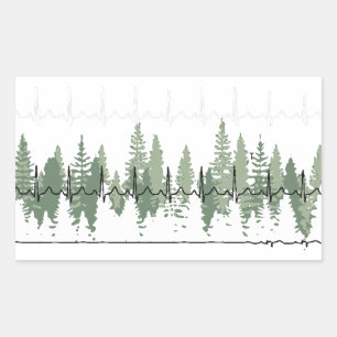 Heart Monitor Reading Matches Treeline Peaceful  Sticker