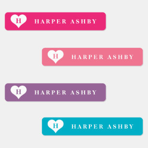 Heart Monogram Colourful Waterproof Name
