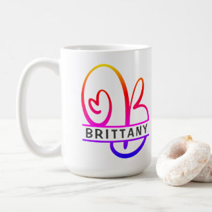 Heart Monogram Custom Coffee Mugs - Letter B