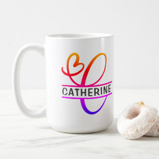 Heart Monogram Custom Coffee Mugs - Letter C