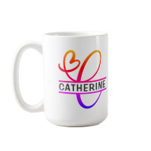 Heart Monogram Custom Coffee Mugs - Letter C