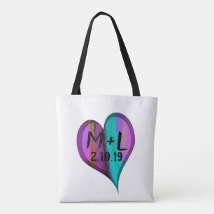 heart monogram custom personalized  tote bag