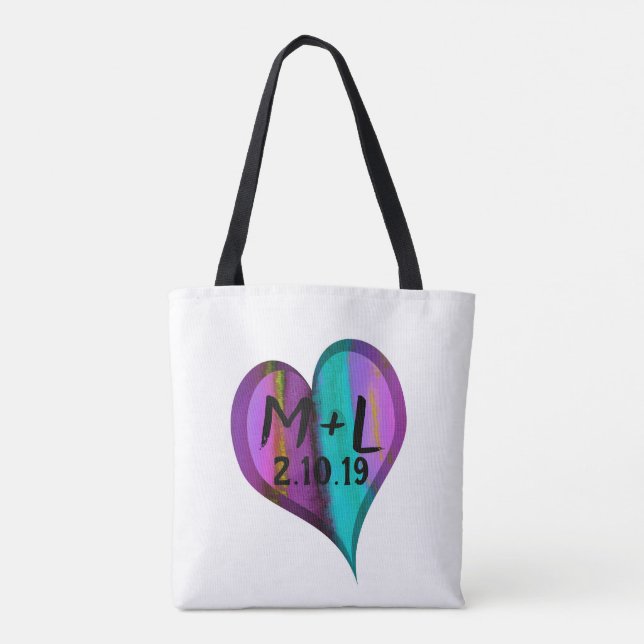 heart monogram custom personalized  tote bag (Back)